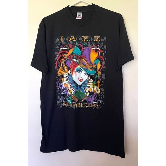 VTG Single Stitch 1996 Jazz Music New Orleans Black‎ T Shirt Size Large Unisex - Picture 1 of 6